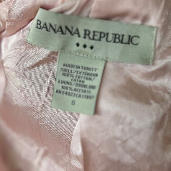 Vintage Y2K Banana Republic Pink & Cream Houndstooth Fitted Trench Pea Coat - Picture 5 of 7